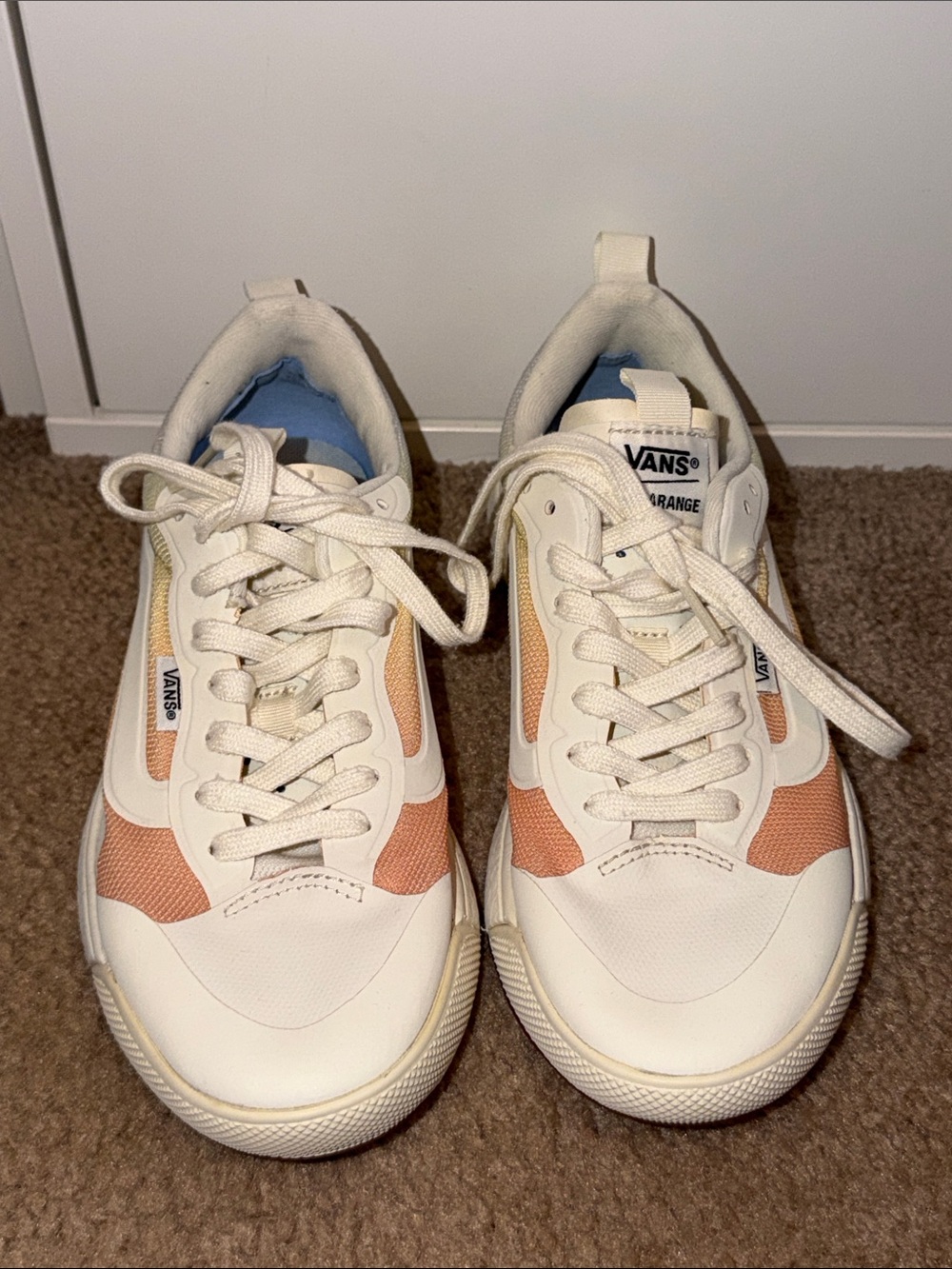 Vans Women’s Cream and Peach Low-Top Sneakers - Retro Style